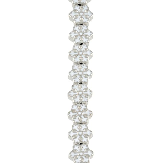 Rhodium &#x26; White Snowflake Beads, 12mm by Bead Landing&#x2122;